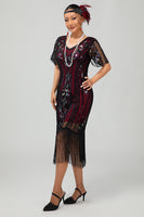 Load image into Gallery viewer, Sparkly Black Golden Sequins Bodycon Short 1920s Dress with Sleeves