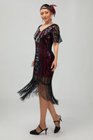 Load image into Gallery viewer, Sparkly Black Golden Sequins Bodycon Short 1920s Dress with Sleeves