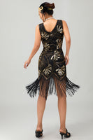 Load image into Gallery viewer, Sparkly Red Gold Short Fringed 1920s Dress with Sequins