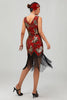 Load image into Gallery viewer, Sparkly Red Gold Short Fringed 1920s Dress with Sequins