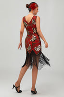 Load image into Gallery viewer, Sparkly Black Golden Fringed Sequins Flapper Dress with Beading