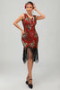 Load image into Gallery viewer, Sparkly Red Gold Short Fringed 1920s Dress with Sequins