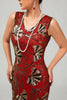 Load image into Gallery viewer, Sparkly Red Gold Short Fringed 1920s Dress with Sequins