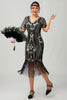 Load image into Gallery viewer, Sparkly Black Golden Sequins Bodycon Short 1920s Dress with Sleeves
