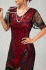 Load image into Gallery viewer, Sparkly Black Golden V-Neck Sequins Flapper Dress with Beading