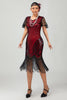 Load image into Gallery viewer, Sparkly Black Red Fringed Bodycon Flapper Dress with Sleeves