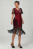 Load image into Gallery viewer, Sparkly Black Red Fringed Bodycon Flapper Dress with Sleeves