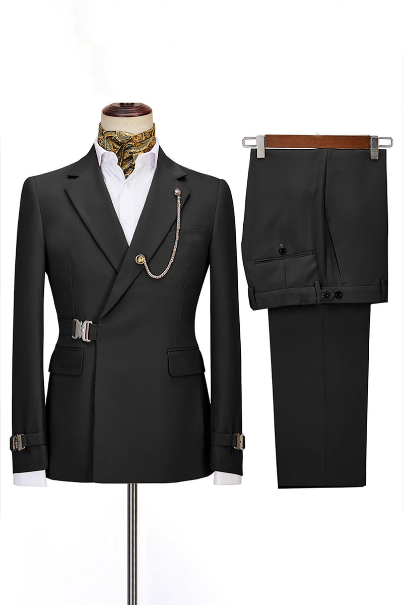 Load image into Gallery viewer, 2 Piece Notched Lapel Navy Prom Men&#39;s Suits