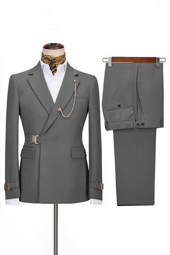 2 Piece Notched Lapel Navy Prom Men's Suits