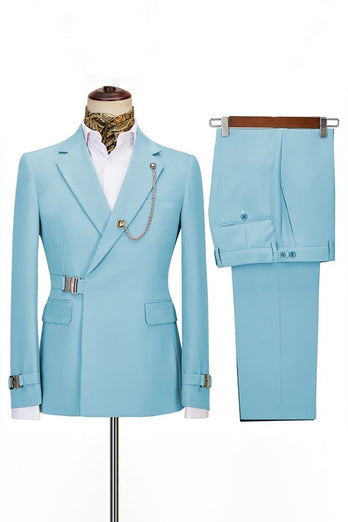 2 Piece Notched Lapel Navy Prom Men's Suits