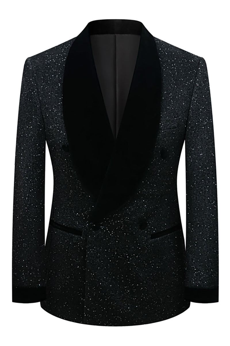 Load image into Gallery viewer, Sparkly 2 Piece Navy Shawl Lapel Prom Men&#39;s Suits