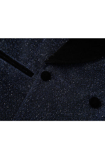 Sparkly 2 Piece Navy Shawl Lapel Prom Men's Suits