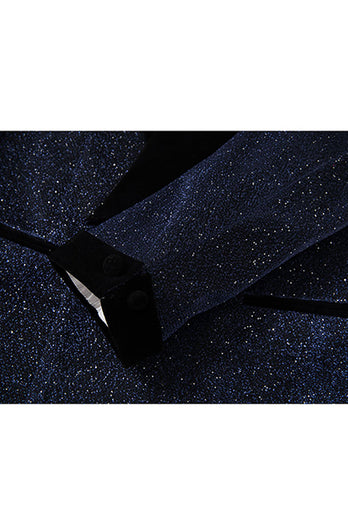 Sparkly 2 Piece Navy Shawl Lapel Prom Men's Suits