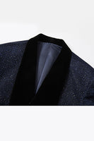 Load image into Gallery viewer, Sparkly 2 Piece Navy Shawl Lapel Prom Men&#39;s Suits