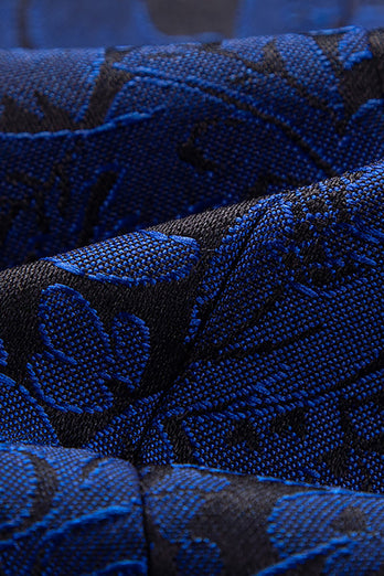 2 Piece Jacquard Blue Shawl Lapel Prom Men's Suits