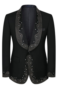 Sparkly Black 3 Piece Prom Men's Suits with Rhinestones