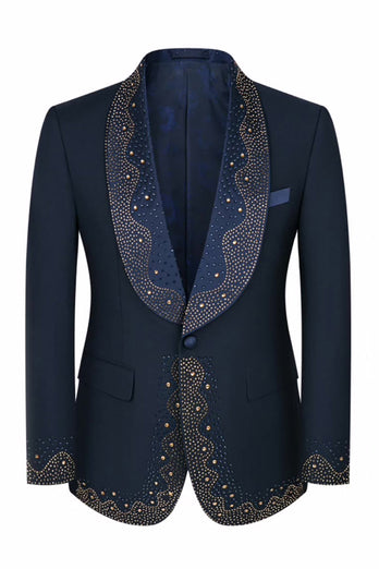 Sparkly Black 3 Piece Prom Men's Suits with Rhinestones