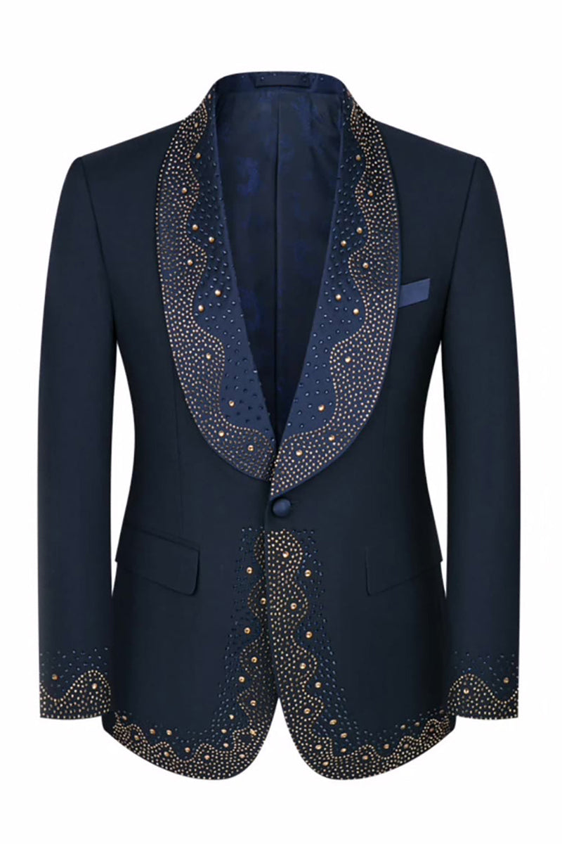 Load image into Gallery viewer, Sparkly Black 3 Piece Prom Men&#39;s Suits with Rhinestones
