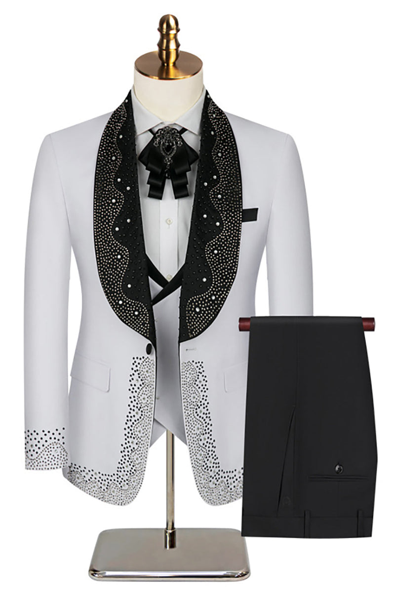 Load image into Gallery viewer, Sparkly Black 3 Piece Prom Men&#39;s Suits with Rhinestones