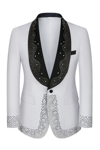 Sparkly Black 3 Piece Prom Men's Suits with Rhinestones
