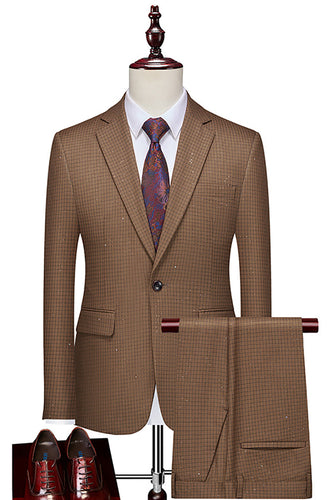 Sparkly Coffee Notched Lapel 2 Piece Prom Men's Suits