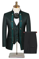 Load image into Gallery viewer, 3 Piece Khaki Jacquard Double Breasted Prom Men&#39;s Suits