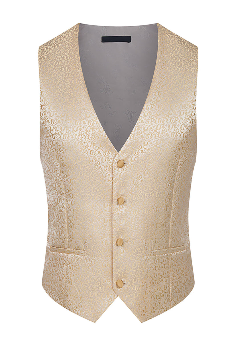 Load image into Gallery viewer, 3 Piece Khaki Jacquard Double Breasted Prom Men&#39;s Suits