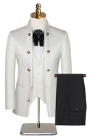 Load image into Gallery viewer, 3 Piece Khaki Jacquard Double Breasted Prom Men&#39;s Suits