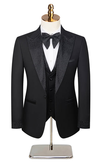 3 Piece One Button Ivory Prom Men's Suits with Pockets