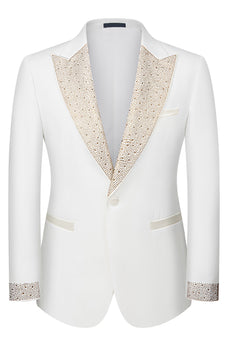 3 Piece One Button Ivory Prom Men's Suits with Pockets