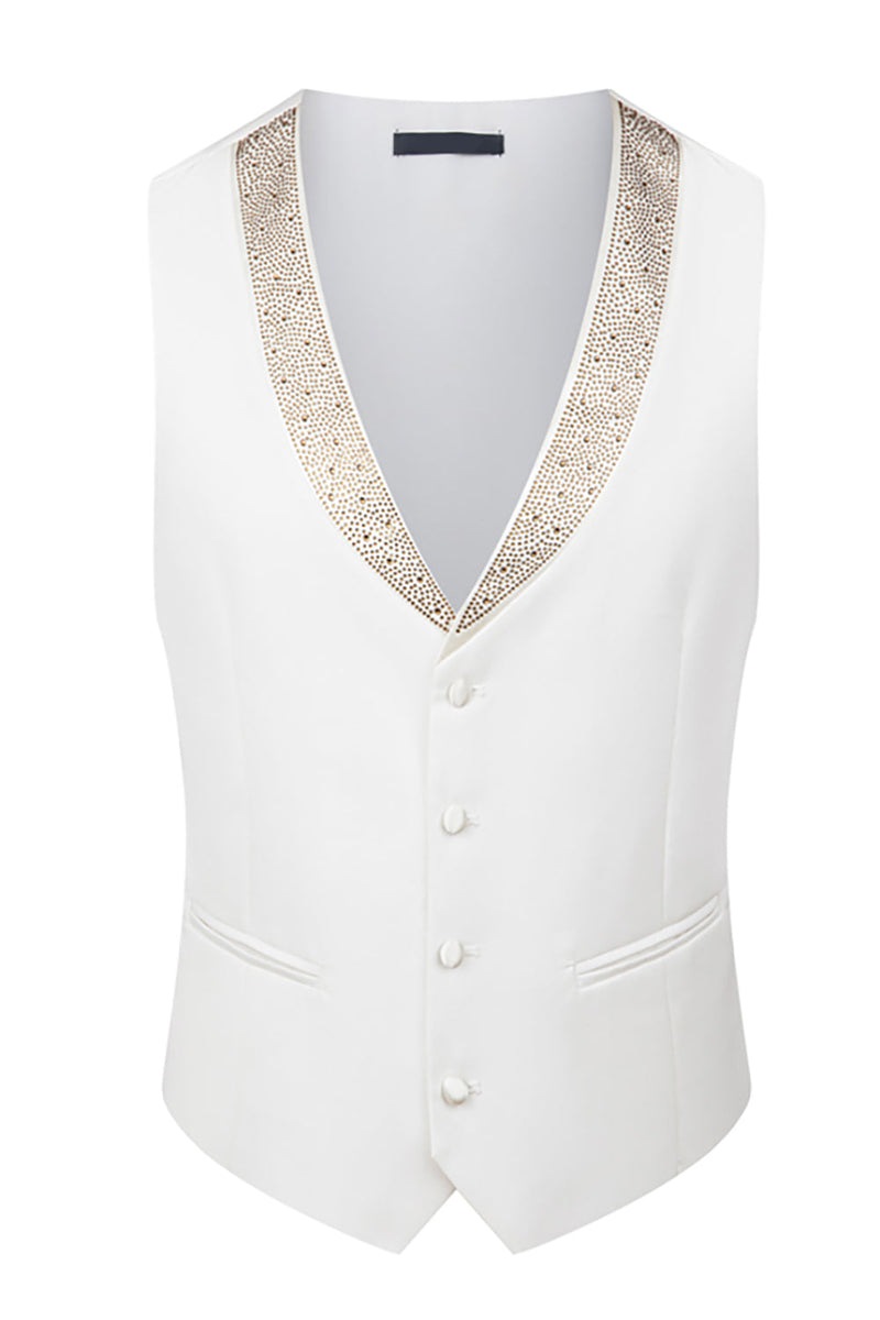 Load image into Gallery viewer, 3 Piece One Button Ivory Prom Men&#39;s Suits with Pockets
