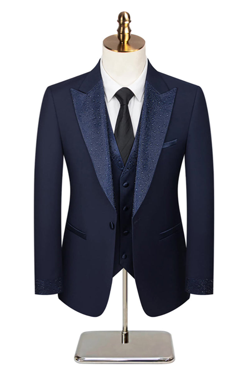 Load image into Gallery viewer, 3 Piece One Button Ivory Prom Men&#39;s Suits with Pockets