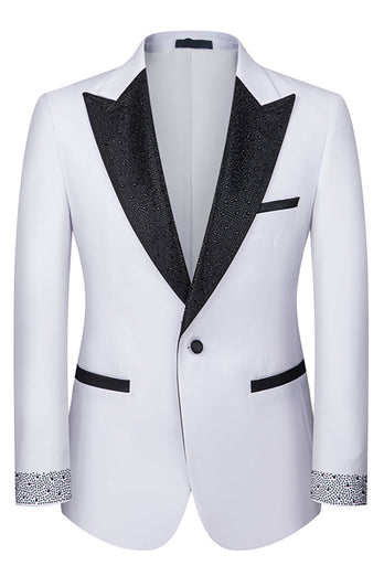 3 Piece One Button Ivory Prom Men's Suits with Pockets