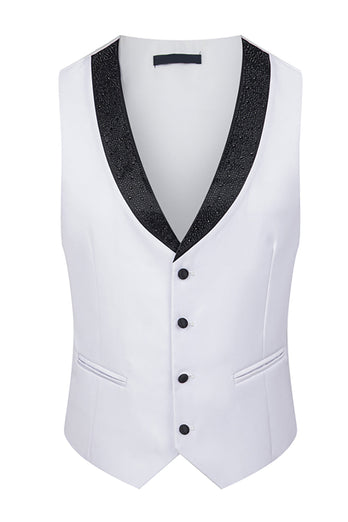 3 Piece One Button Ivory Prom Men's Suits with Pockets