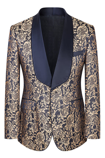 3 Piece Dark Green Shawl Lapel Jacquard Prom Men's Suits