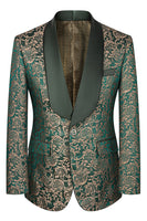 Load image into Gallery viewer, 3 Piece Dark Green Shawl Lapel Jacquard Prom Men&#39;s Suits