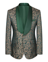 Load image into Gallery viewer, 3 Piece Dark Green Shawl Lapel Jacquard Prom Men's Suits