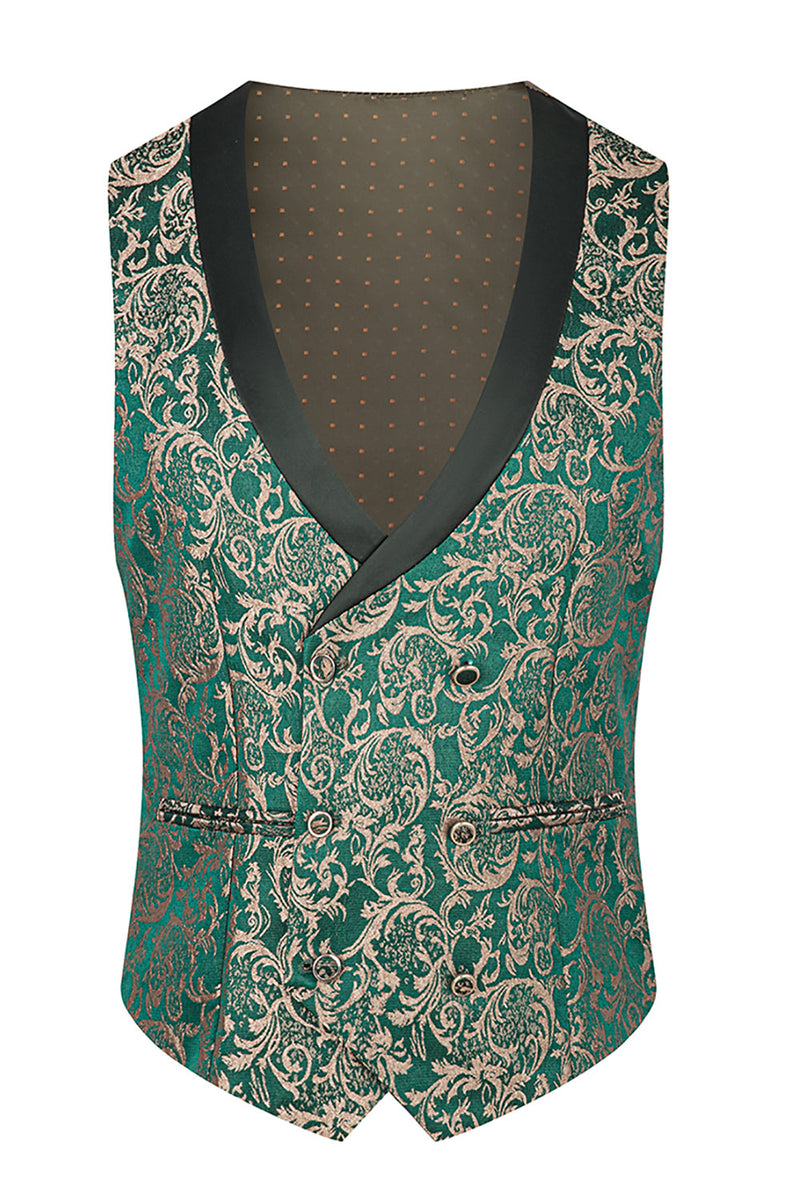 Load image into Gallery viewer, 3 Piece Dark Green Shawl Lapel Jacquard Prom Men&#39;s Suits