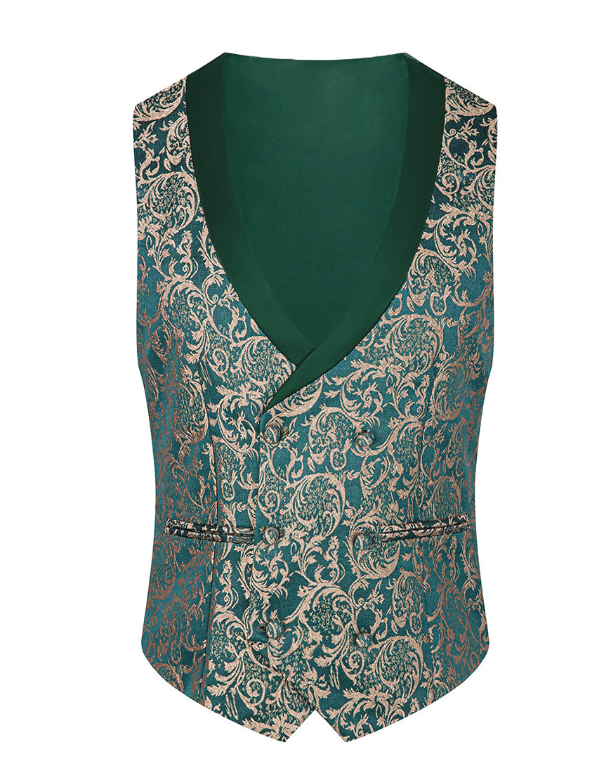 Load image into Gallery viewer, 3 Piece Dark Green Shawl Lapel Jacquard Prom Men's Suits