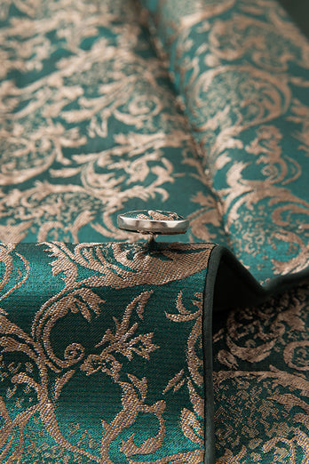 3 Piece Dark Green Shawl Lapel Jacquard Prom Men's Suits