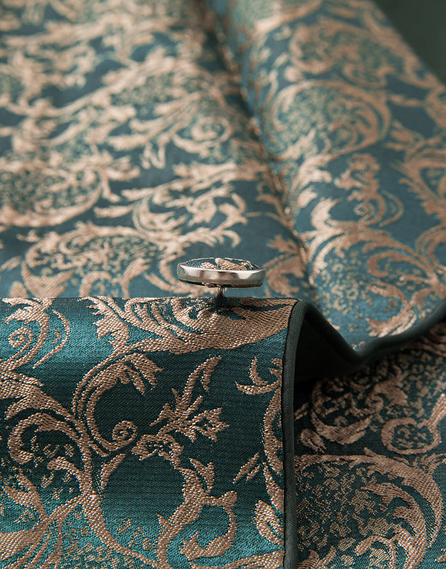 Load image into Gallery viewer, 3 Piece Dark Green Shawl Lapel Jacquard Prom Men's Suits