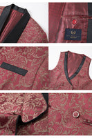 Load image into Gallery viewer, 3 Piece Dark Green Shawl Lapel Jacquard Prom Men's Suits