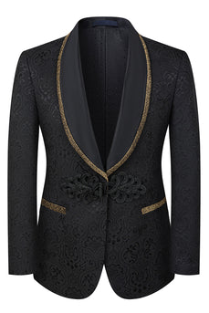 3 Piece Black Shawl Lapel Jacquard Prom Men's Suits