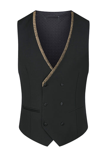 3 Piece Black Shawl Lapel Jacquard Prom Men's Suits