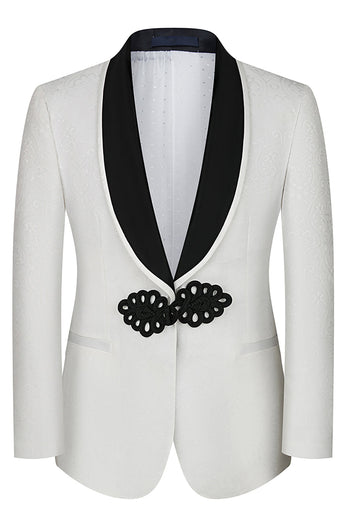 3 Piece Black Shawl Lapel Jacquard Prom Men's Suits