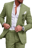 Load image into Gallery viewer, 2 Piece Green One Button Peak Lapel Prom Men&#39;s Suits