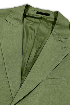 2 Piece Green One Button Peak Lapel Prom Men's Suits