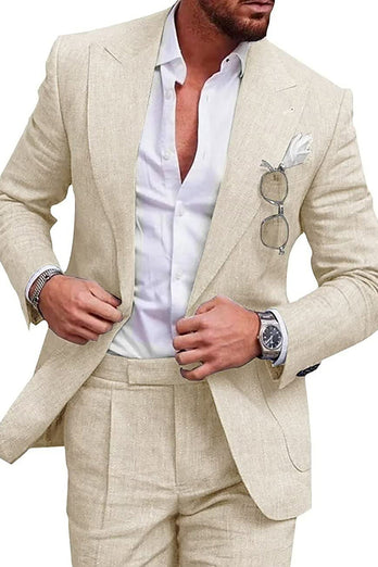 2 Piece Green One Button Peak Lapel Prom Men's Suits