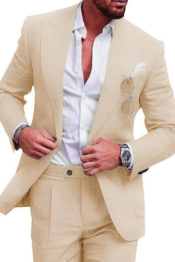 2 Piece Green One Button Peak Lapel Prom Men's Suits