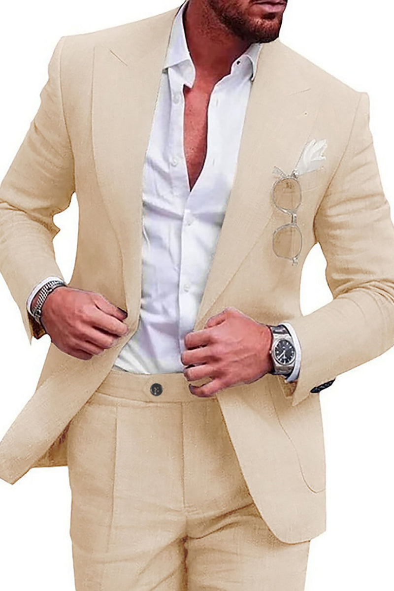 Load image into Gallery viewer, 2 Piece Green One Button Peak Lapel Prom Men&#39;s Suits